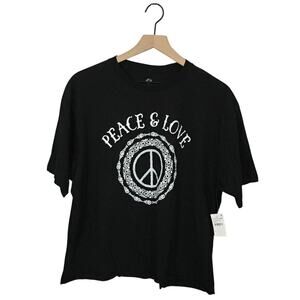 NWT Stunner California Peace & Love Cropped Tee - Black - XL
